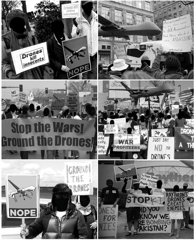 Yes we drone. Protest